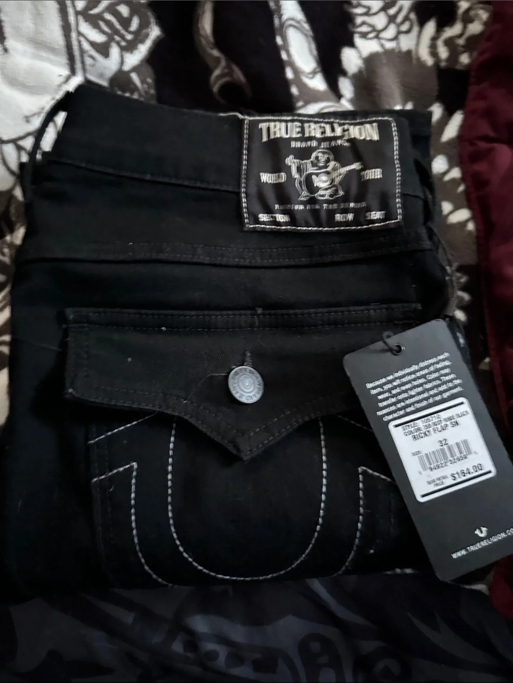 True Religion BNWT Black Straight Leg Jeans
